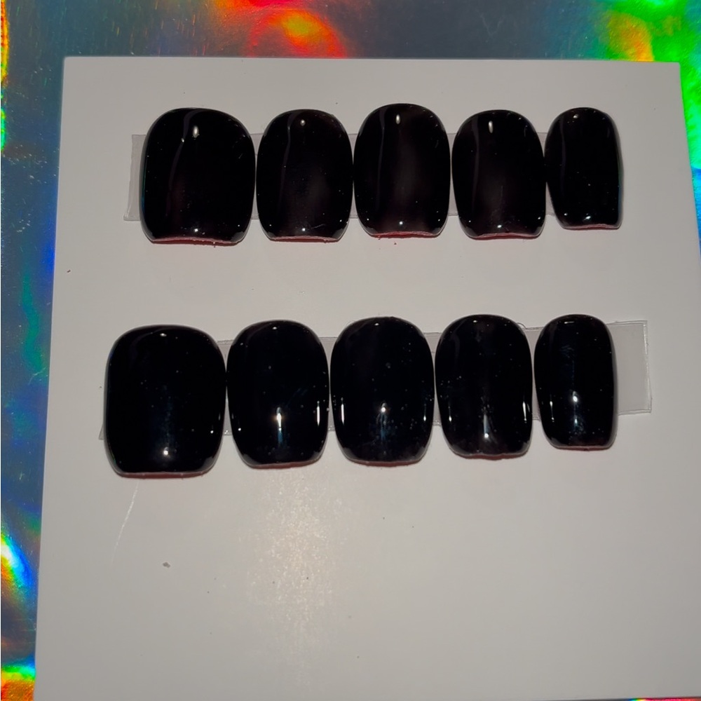 10 PC Hand Crafted Black Red Bottom Nails NWT